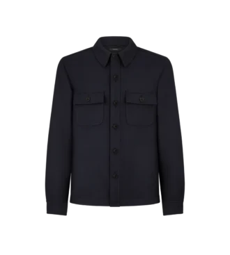 Camisa exterior de lana ligera con bolsillo en el pecho