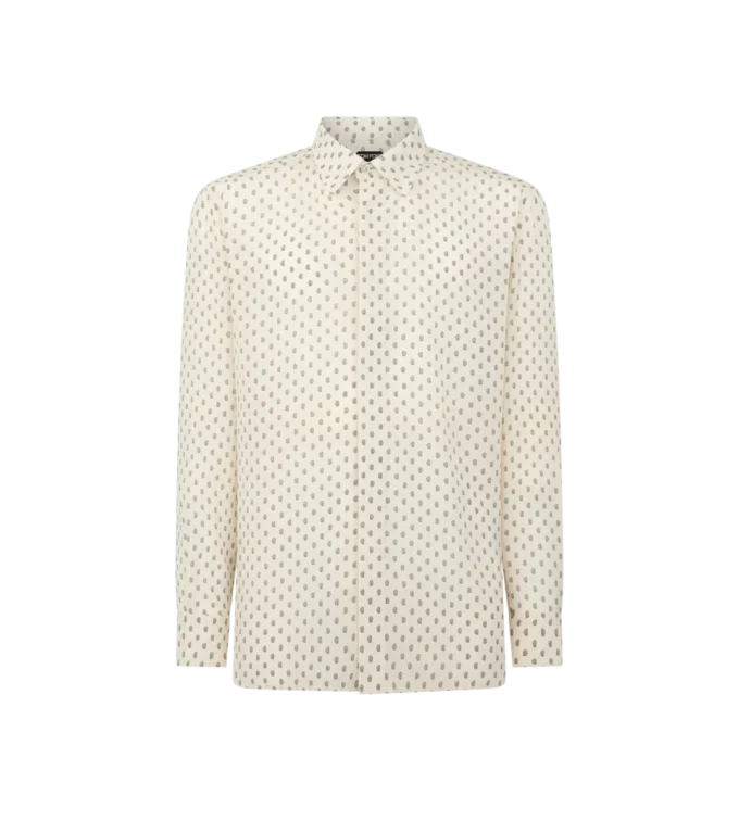 Camisa fluida con estampado de cachemira en crepé de China Camisa fluida con estampado de cachemira en crepé de China