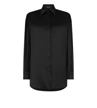 Camisa holgada de satén de seda elástico Camisa holgada de satén de seda elástico