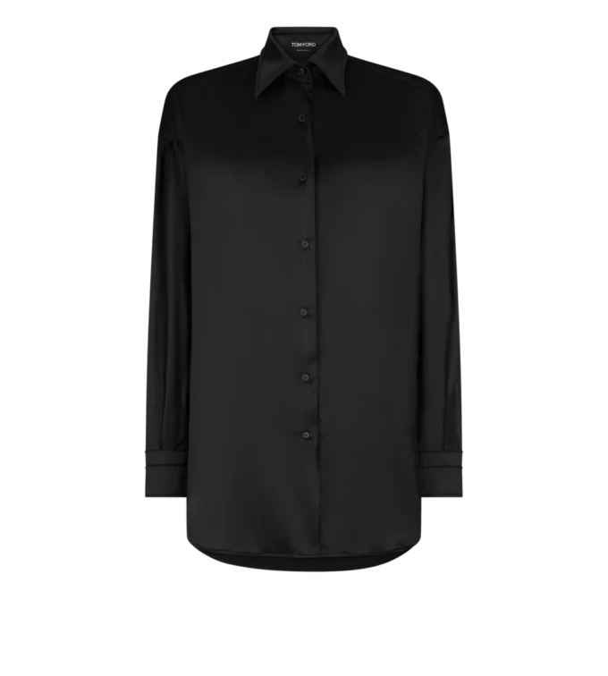 Camisa holgada de satén de seda elástico Camisa holgada de satén de seda elástico