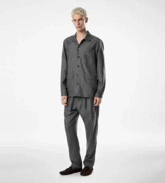 Pantalón ligero de seda teñida con hilo