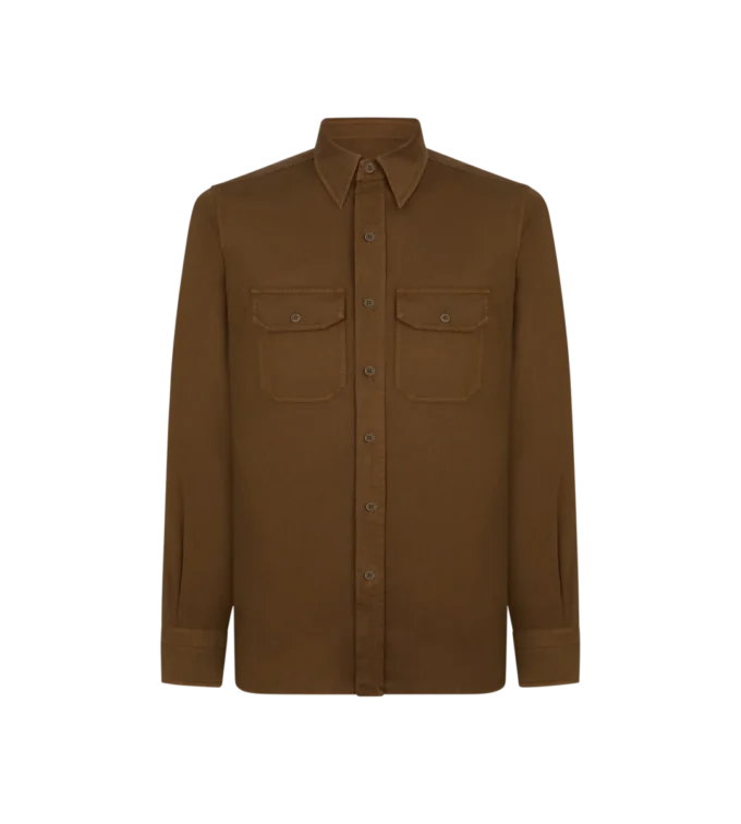 Camisa militar de algodón y lino Camisa militar de algodón y lino