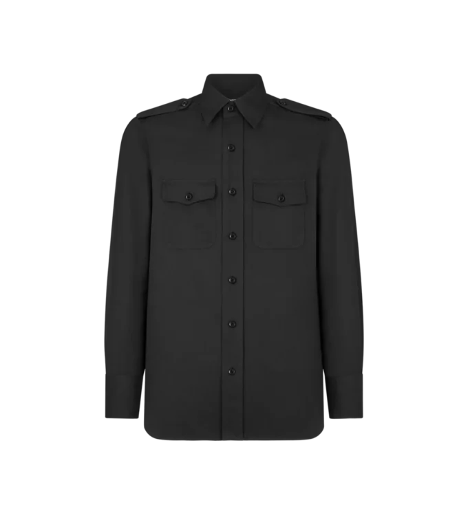 Camisa militar de algodón y seda Camisa militar de algodón y seda