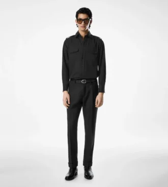 Camisa militar de algodón y seda