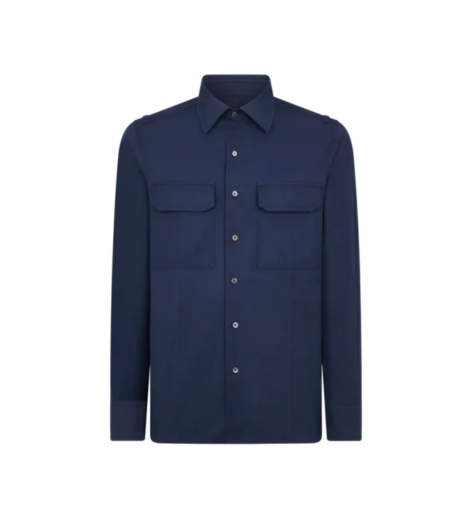 Camisa militar de sarga de algodón Camisa militar de sarga de algodón