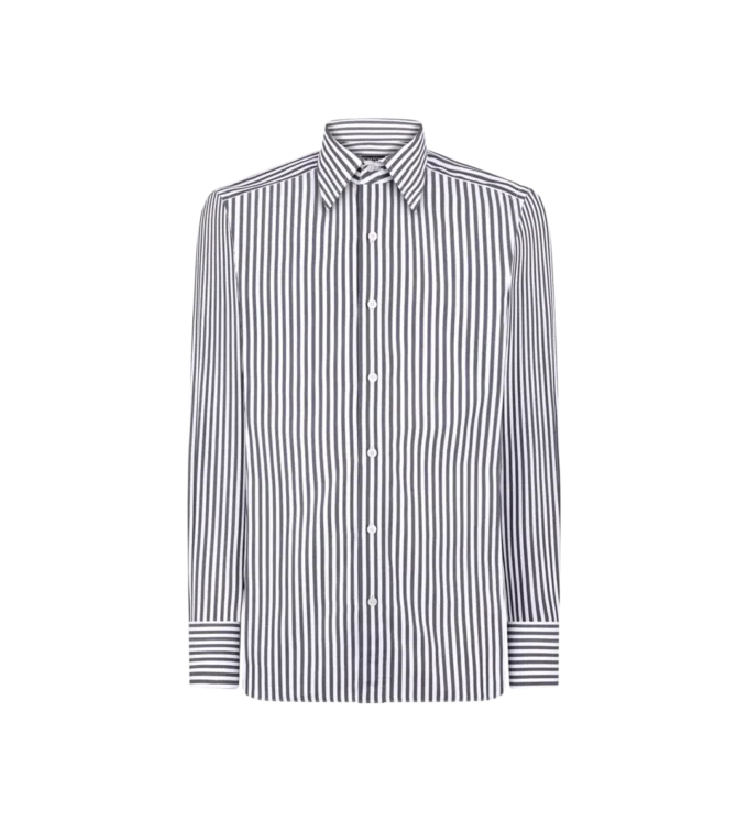 Camisa slim fit con rayas en escalera