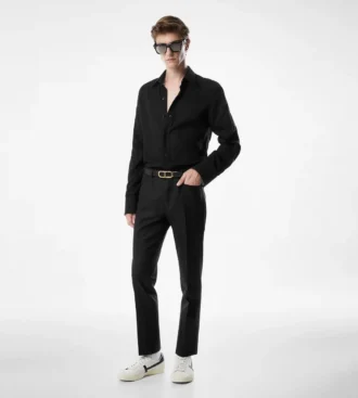 Camisa slim fit de crepé satinado Camisa slim fit de crepé satinado