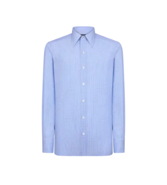 Camisa slim fit de cuadros de sarga Camisa slim fit de cuadros de sarga