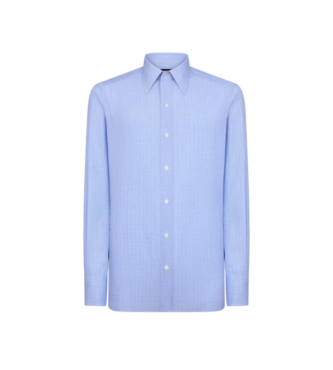 Camisa slim fit de cuadros de sarga