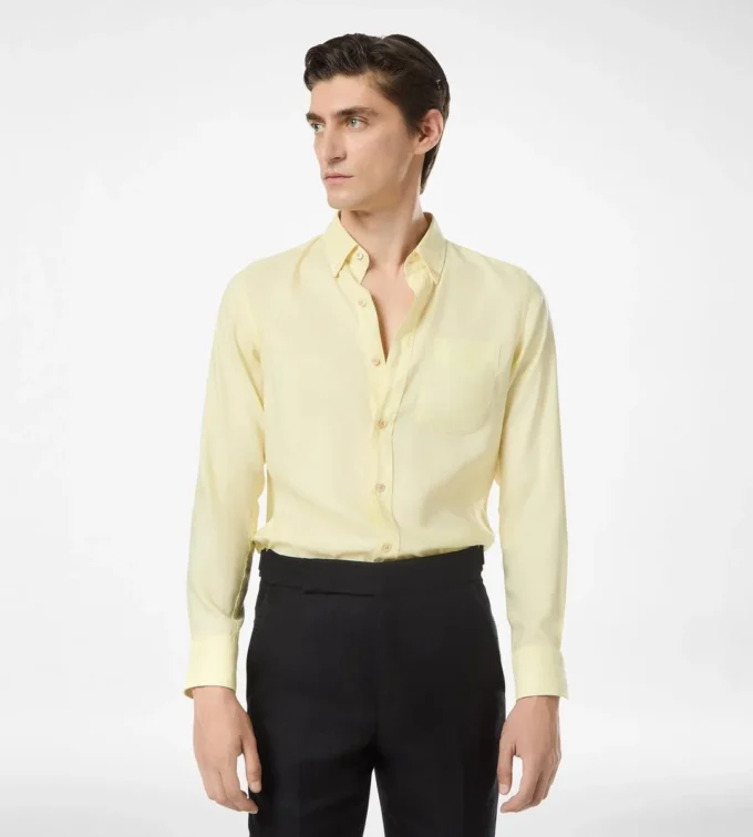 Camisa slim fit de gabardina fluida Camisa slim fit de gabardina fluida