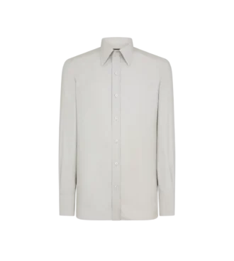 Camisa slim fit de sarga lavada