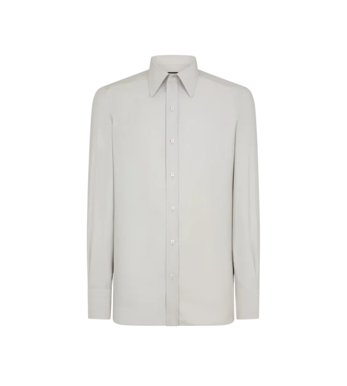 Camisa slim fit de sarga lavada Camisa slim fit de sarga lavada