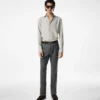 Camisa slim fit de sarga lavada Camisa slim fit de sarga lavada