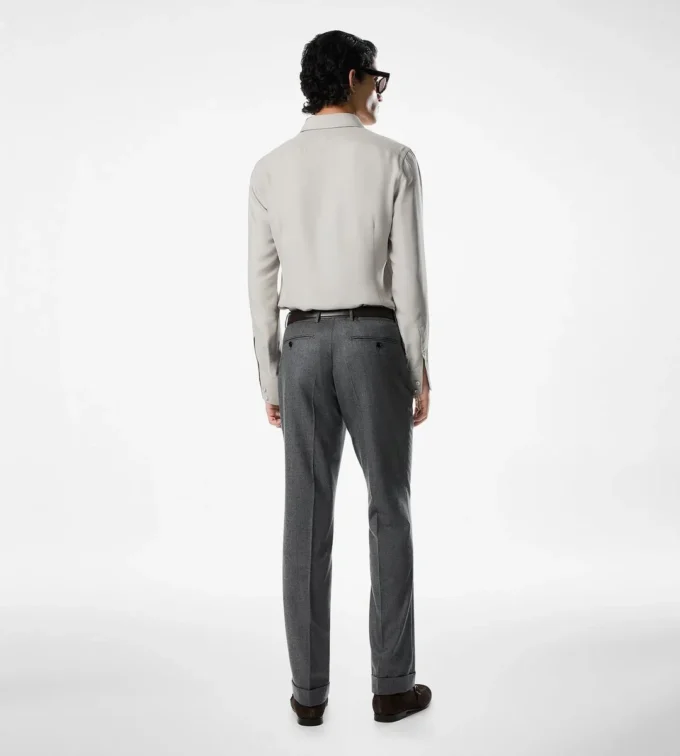 Camisa slim fit de sarga lavada Camisa slim fit de sarga lavada