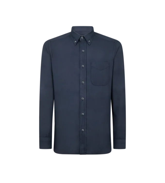 Camisa slim fit de sarga ligera de cachemira