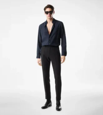 Camisa slim fit de sarga ligera de cachemira