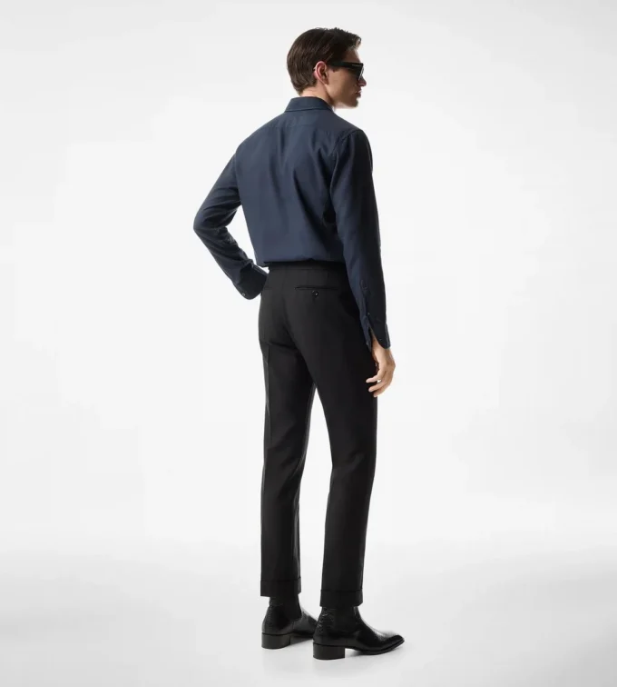 Camisa slim fit de sarga ligera de cachemira