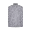 Camisa slim fit de seda y algodón a rayas Camisa slim fit de seda y algodón a rayas