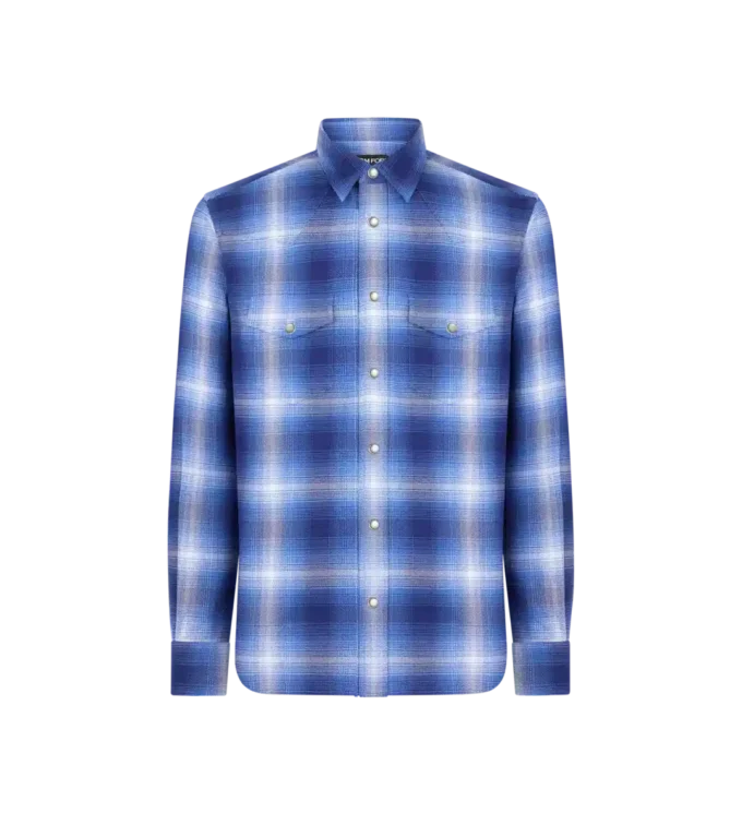 Camisa western con estampado de cuadros degradado Camisa western con estampado de cuadros degradado