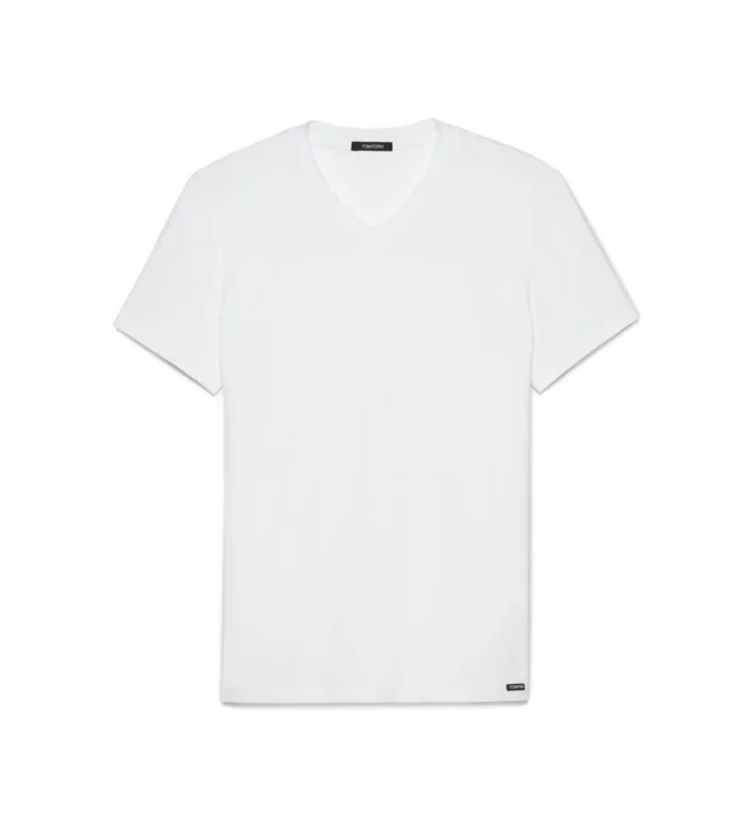 Camiseta de algodón con cuello en V