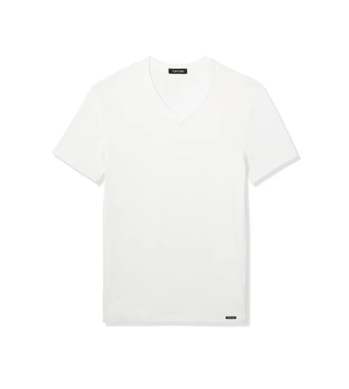 Camiseta de algodón con cuello en V