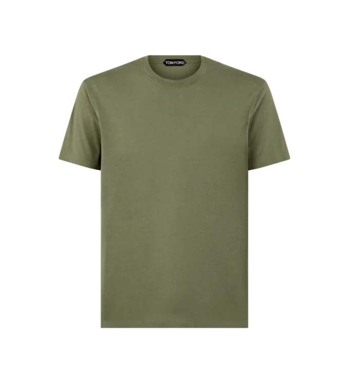 Camiseta de algodón y lyocell con cuello redondo