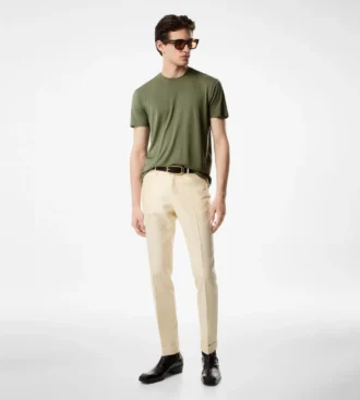 Camiseta de algodón y lyocell con cuello redondo