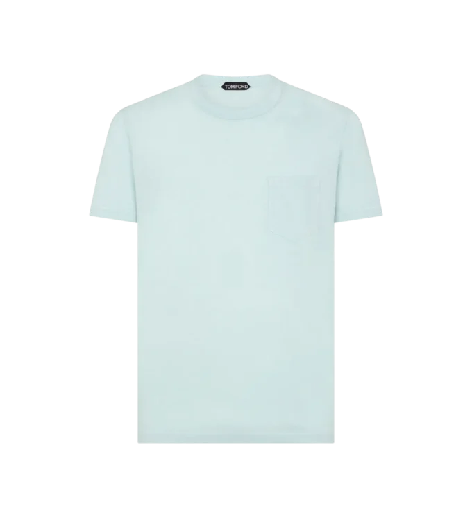 Camiseta de algodón y seda con cuello redondo Camiseta de algodón y seda con cuello redondo