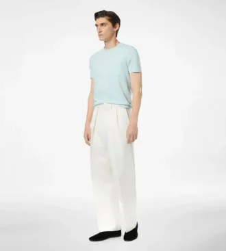 Camiseta de algodón y seda con cuello redondo
