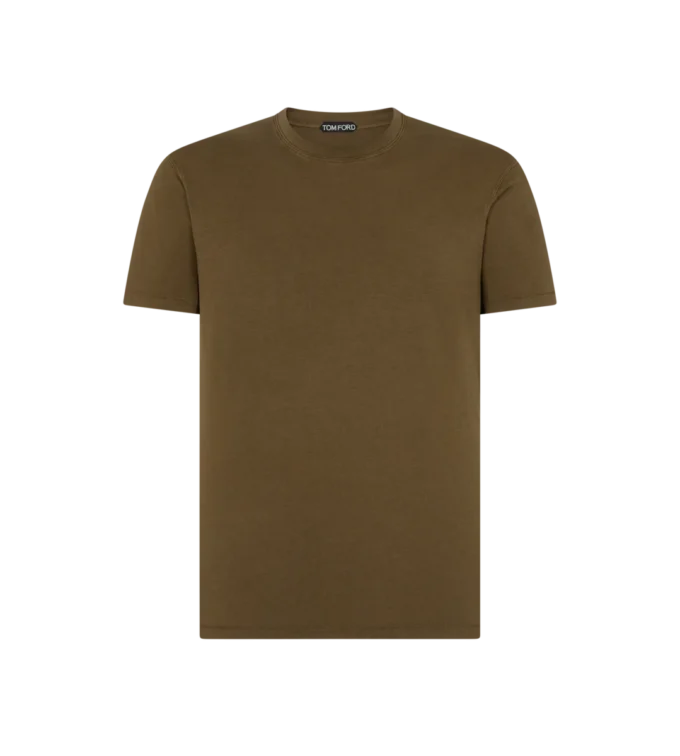 Camiseta de cuello redondo de algodón y lyocell Camiseta de cuello redondo de algodón y lyocell