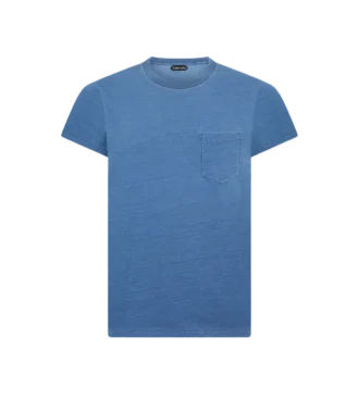 Camiseta de cuello redondo teñida en índigo