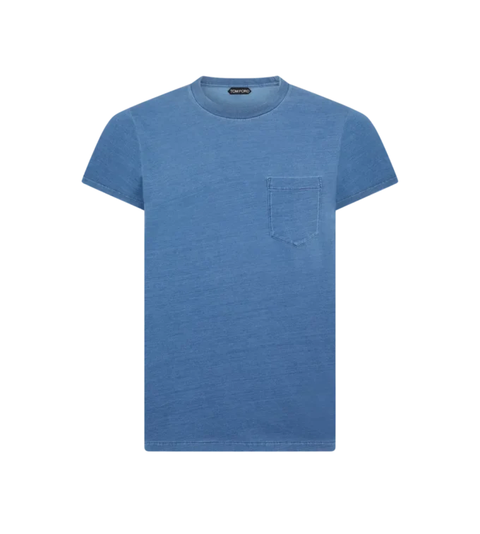 Camiseta de cuello redondo teñida en índigo
