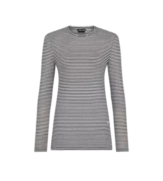 Camiseta de manga larga a rayas con logotipo TF bordado en tono sobre tono