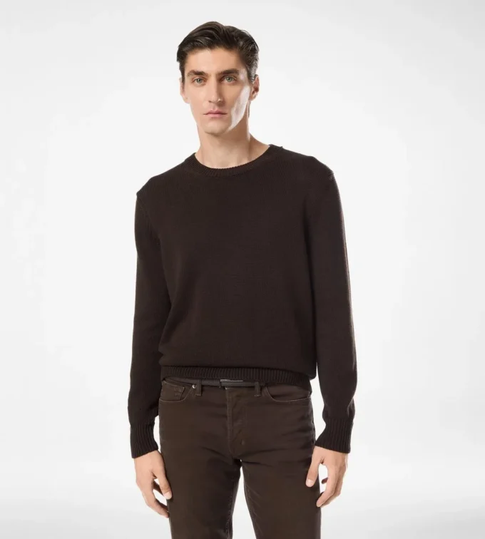 Camiseta ligera de algodón mezclado con cuello redondo Camiseta ligera de algodón mezclado con cuello redondo