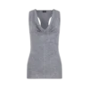 Camiseta sin mangas con cuello vuelto de punto de lana merino