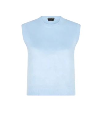 Camiseta sin mangas de cuello redondo de punto de jersey de seda cepillada