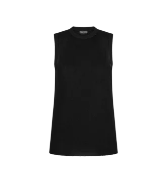 Camiseta sin mangas holgada con ribete adornado con micro lentejuelas