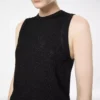 Camiseta sin mangas holgada con ribete adornado con micro lentejuelas Camiseta sin mangas holgada con ribete adornado con micro lentejuelas
