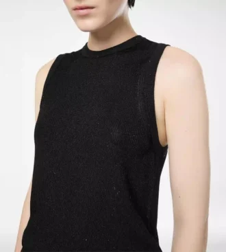 Camiseta sin mangas holgada con ribete adornado con micro lentejuelas