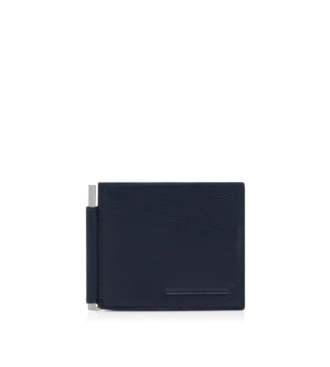 Cartera alargada con clip para billetes de piel granulada flexible