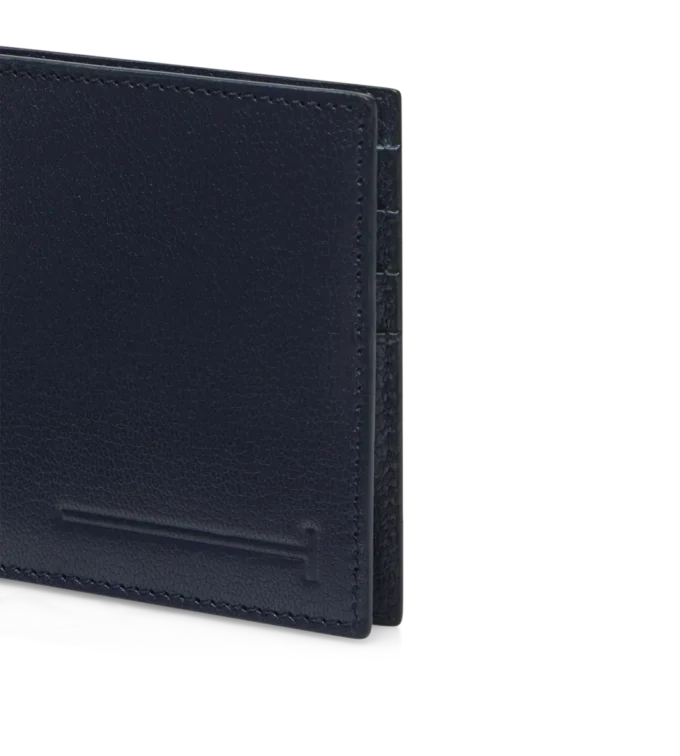 Cartera alargada con clip para billetes de piel granulada flexible
