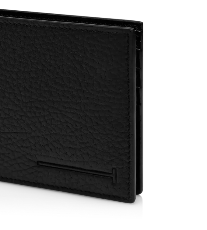 Cartera clásica con doble pliegue y línea T alargada de piel de ciervo estampada