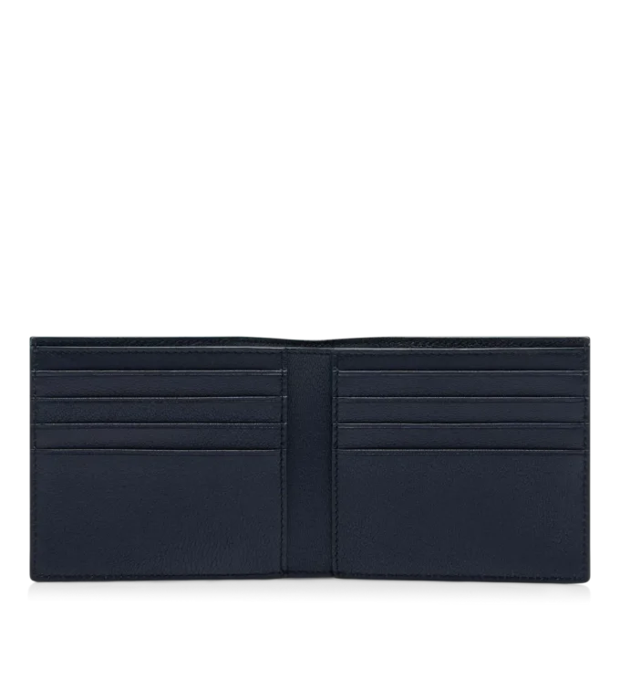 Cartera clásica con doble pliegue y línea T alargada de piel granulada flexible Cartera clásica con doble pliegue y línea T alargada de piel granulada flexible