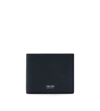 Cartera clásica de doble pliegue de piel granulada