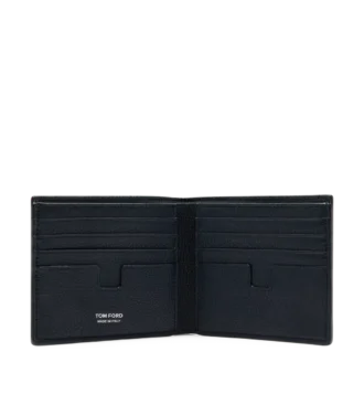 Cartera clásica de doble pliegue de piel granulada