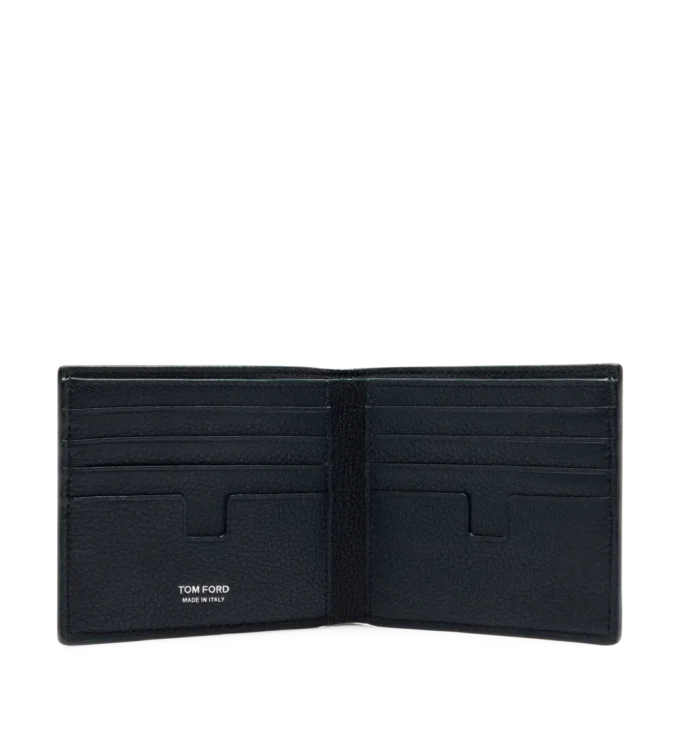 Cartera clásica de doble pliegue de piel granulada Cartera clásica de doble pliegue de piel granulada