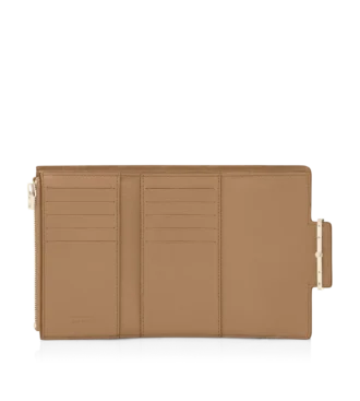 Cartera compacta Aube de piel granulada flexible