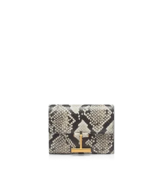 Cartera compacta Tara con estampado de pitón