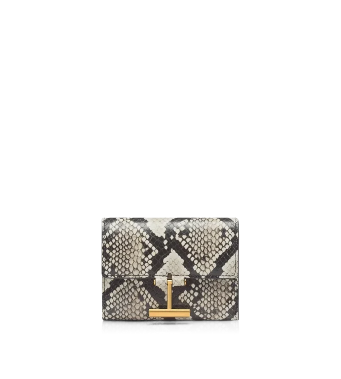 Cartera compacta Tara con estampado de pitón