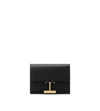 Cartera compacta Tara de piel granulada